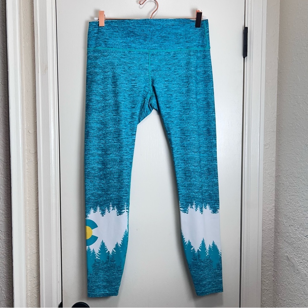 Aksels Colorado Flag Leggings Teal Forest Print Size L - Picture 7 of 7